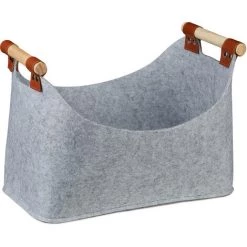Relaxdays Sac En Feutre, Panier Rangement, Pliable, Boîte Avec Anse, HlP 27x40x22 Cm, Gris Clair. -Petit rangement Soldes Magasin 52205550 2