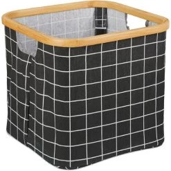Relaxdays Panier De Rangement En Tissu, Pliante, Boîte Avec Rebord Et Poignée, 30,5x33,5x33,5cm, Corbeille, Noir -Petit rangement Soldes Magasin 52205595 2