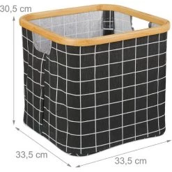 Relaxdays Panier De Rangement En Tissu, Pliante, Boîte Avec Rebord Et Poignée, 30,5x33,5x33,5cm, Corbeille, Noir -Petit rangement Soldes Magasin 52205595 5