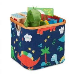 Relaxdays Panier De Rangement Pour Enfant, Divers Motifs, Boîte De Tri En Tissu, Pliante, 30,5x33,5x33,5 Cm, Bleu