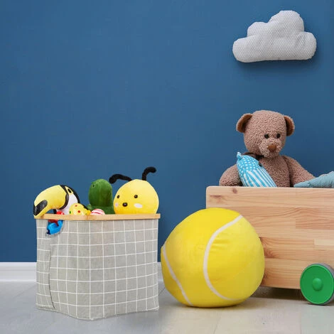 Relaxdays Panier De Rangement En Tissu, Pliante, Boîte Avec Rebord Et Poignée, 30,5x33,5x33,5cm, Corbeille, Noir/bleu 6 Relaxdays Panier De Rangement En Tissu, Pliante, Boîte Avec Rebord Et Poignée, 30,5x33,5x33,5cm, Corbeille, Noir/bleu – Image 4