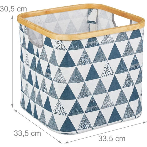 Relaxdays Panier De Rangement En Tissu, Pliante, Boîte Avec Rebord Et Poignée, 30,5x33,5x33,5cm, Corbeille, Noir/bleu 7 Relaxdays Panier De Rangement En Tissu, Pliante, Boîte Avec Rebord Et Poignée, 30,5x33,5x33,5cm, Corbeille, Noir/bleu – Image 5