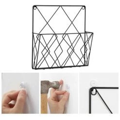 ECHOO Montage Mural Porte-revues Mural Porte-revues Porte-revues Suspendu Journal De Stockage Organisateur Métal Fil Noir Décoration Shelf Fichiers -Petit rangement Soldes Magasin 52470395 3