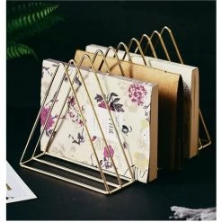 ECHOO Porte-revues En Acier En Forme De Triangle Pour Revues Ou Documents Doré Rose