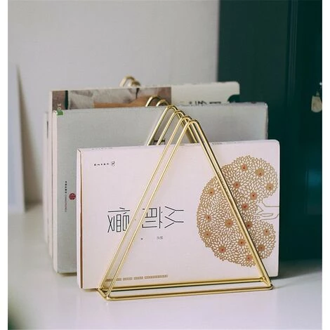 ECHOO Porte-revues En Acier En Forme De Triangle Pour Revues Ou Documents Doré Rose 6 ECHOO Porte-revues En Acier En Forme De Triangle Pour Revues Ou Documents Doré Rose – Image 4