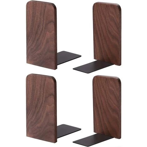 READCLY Lot De 2 Paires De Serre-livres En Bois De Noyer 13 X 8,1 Cm 3 READCLY Lot De 2 Paires De Serre-livres En Bois De Noyer 13 X 8,1 Cm