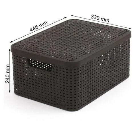 BRICOLINE Corbeille Avec Couvercle Curver Rattan Style L Marron Foncé 4 BRICOLINE Corbeille Avec Couvercle Curver Rattan Style L Marron Foncé – Image 2