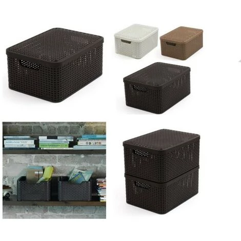 BRICOLINE Corbeille Avec Couvercle Curver Rattan Style L Marron Foncé 5 BRICOLINE Corbeille Avec Couvercle Curver Rattan Style L Marron Foncé – Image 3