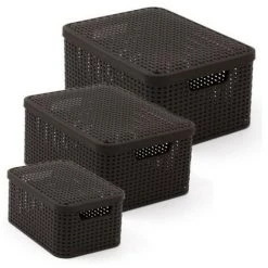 BRICOLINE Corbeille Avec Couvercle Curver Rattan Style L Marron Foncé 10 BRICOLINE Corbeille Avec Couvercle Curver Rattan Style L Marron Foncé -Petit rangement Soldes Magasin 52513030 4