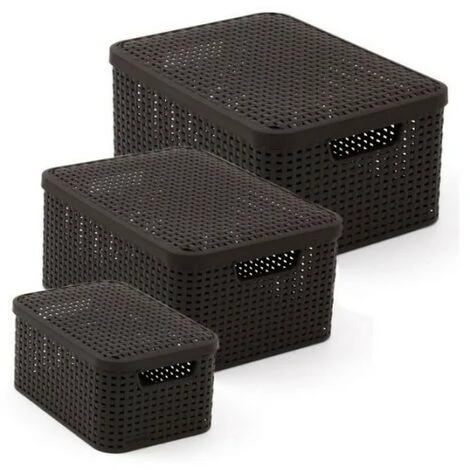 BRICOLINE Corbeille Avec Couvercle Curver Rattan Style L Marron Foncé 6 BRICOLINE Corbeille Avec Couvercle Curver Rattan Style L Marron Foncé – Image 4