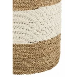 DANSMAMAISON Set De 3 Paniers Zostere Blanc/Naturel - L 38 X L 38 X H 58 Cm - Blanc -Petit rangement Soldes Magasin 52529718 3