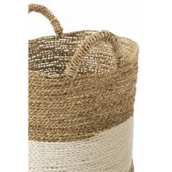 DANSMAMAISON Set De 3 Paniers Zostere Blanc/Naturel - L 38 X L 38 X H 58 Cm - Blanc -Petit rangement Soldes Magasin 52529718 4