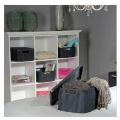 BRICOLINE Panier Avec Couvercle Curver Rattan Style L Gris 7 BRICOLINE Panier Avec Couvercle Curver Rattan Style L Gris -Petit rangement Soldes Magasin 52653105 3