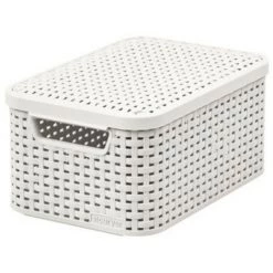 BRICOLINE Panier Avec Couvercle Curver Rattan Style M Crème