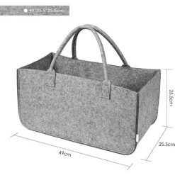 AICOK AICOKstyle 2 X Cheminée Bois Sac Feutre, Panier Pour Bois De Chauffage Et Journaux Magazine Panier 49 X 26 X 26 Cm (Gris), Charge Jusqu'à 15 Kg -Petit rangement Soldes Magasin 52668186 2