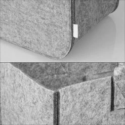 AICOK AICOKstyle 2 X Cheminée Bois Sac Feutre, Panier Pour Bois De Chauffage Et Journaux Magazine Panier 49 X 26 X 26 Cm (Gris), Charge Jusqu'à 15 Kg -Petit rangement Soldes Magasin 52668186 3