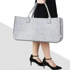 AICOK AICOKstyle 2 X Cheminée Bois Sac Feutre, Panier Pour Bois De Chauffage Et Journaux Magazine Panier 49 X 26 X 26 Cm (Gris), Charge Jusqu'à 15 Kg -Petit rangement Soldes Magasin 52668186 4