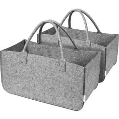 AICOK AICOKstyle 2 X Cheminée Bois Sac Feutre, Panier Pour Bois De Chauffage Et Journaux Magazine Panier 49 X 26 X 26 Cm (Gris), Charge Jusqu'à 15 Kg -Petit rangement Soldes Magasin 52668186 5