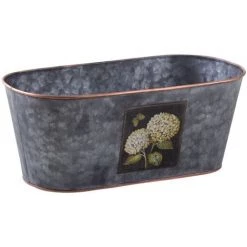 AUBRY GASPARD Corbeille Ovale En Métal Patiné Gris Hortensia Gris - Gris