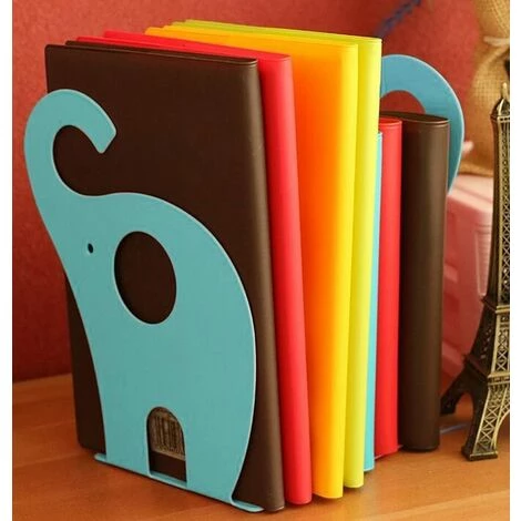 ALMI Lot De 2 Serre-Livres Motif éléphant, Serre-Livres En Métal Fin Antidérapants En Forme De éléphant - Bleu 5 ALMI Lot De 2 Serre-Livres Motif éléphant, Serre-Livres En Métal Fin Antidérapants En Forme De éléphant - Bleu – Image 3
