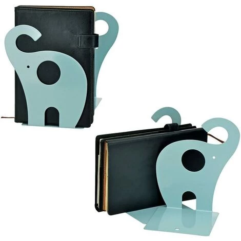 ALMI Lot De 2 Serre-Livres Motif éléphant, Serre-Livres En Métal Fin Antidérapants En Forme De éléphant - Bleu 7 ALMI Lot De 2 Serre-Livres Motif éléphant, Serre-Livres En Métal Fin Antidérapants En Forme De éléphant - Bleu – Image 5