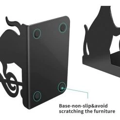 ALMI Serre-livres En Acier Inoxydable, Pour Supporter Des Livres Grands Et Lourds Ou Pour Décoration De La Bibliothèque Et Bureau à Domicile (Chat Musical) -Petit rangement Soldes Magasin 52689866 3