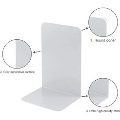 ALMI Serre-Livre Metal,Serre-Livres Enfants,Anti-Rayures Serre-Livres Design, Pour Bureaux ,Décoratifs , Étagères, Écoles Et Librairie (4, Blanc) -Petit rangement Soldes Magasin 52689876 4