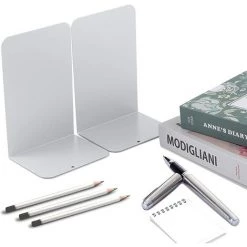 ALMI Serre-Livre Metal,Serre-Livres Enfants,Anti-Rayures Serre-Livres Design, Pour Bureaux ,Décoratifs , Étagères, Écoles Et Librairie (4, Blanc) -Petit rangement Soldes Magasin 52689876 5