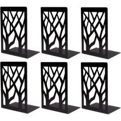 ALMI Serre-livres En Métal Pour Livres Lourds, Support Pour étagères, Serre Livres Décoratifs Antidérapants Pour La Maison, Bouchons D'étagère Noirs (3 Paires)