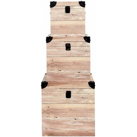 ALTOBUY SAMA - Lot De 3 Malles Cubes Aspect Bois Rosé - Rose 3 ALTOBUY SAMA - Lot De 3 Malles Cubes Aspect Bois Rosé - Rose