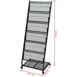 VidaXL Porte-revues 47,5 X 43 X 133 Cm Noir A4 - Noir -Petit rangement Soldes Magasin 5272420 5