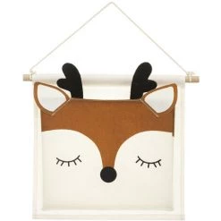 Atmosphera - Panier Mural Pour Chambre D'enfant En Coton Déco Cerf 29 X 42 Cm - Multicolore