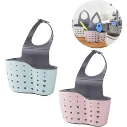 BARES 2 Paniers De Vidange De Cuisine, Égouttoir Égouttoir Égouttoir Égouttoir Égouttoir Évier Panier Ustensiles De Cuisine Support De Rangement Brosse à Savon (Rose Et Vert)