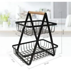 BARES Rangement Legumes Cuisine, Corbeilles à Fruits Gain De Place, Panier Fruits Et Légumes Noir, Panier De Fruits Et Legumes, Panier Legumes & Panier Fruits 2 En 1, Corbeille A Fruit Etage Design -Petit rangement Soldes Magasin 53068713 2