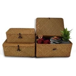 ECHOO Rangement Jonc De Mer Avec Couvercles, Petit Panier Osier, Naturelle Boîte De Rangement Rotin, Panier à Linge, Corbeille Osier 11 ECHOO Rangement Jonc De Mer Avec Couvercles, Petit Panier Osier, Naturelle Boîte De Rangement Rotin, Panier à Linge, Corbeille Osier -Petit rangement Soldes Magasin 53101696 5