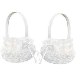 READCLY Lot De 2 paniers à Fleurs Romantiques En Satin Avec Nœud Papillon Pour Mariages Et Cérémonies 13 cm