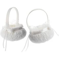 READCLY Lot De 2 paniers à Fleurs Romantiques En Satin Avec Nœud Papillon Pour Mariages Et Cérémonies 13 cm -Petit rangement Soldes Magasin 53369272 3