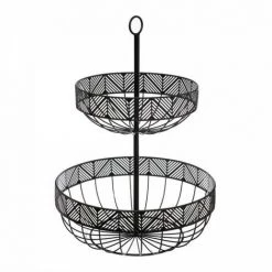 JARDIBRICODECO Boîte à Fruits En Métal Noir à Deux étages.