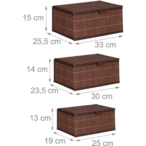 Relaxdays Paniers De Rangement Lot De 3, Couvercle Et Intérieur Tissu, Bambou, Jouets, Boîte Organiseur Salon, 3 Tailles 7 Relaxdays Paniers De Rangement Lot De 3, Couvercle Et Intérieur Tissu, Bambou, Jouets, Boîte Organiseur Salon, 3 Tailles – Image 5