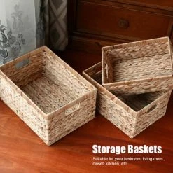 SZYB 3PCS Paniers D'bo?te De Rangement De Jacinthe Décor De Conteneur Polyvalent De Maison -Petit rangement Soldes Magasin 53612312 5