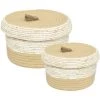 Atmosphera - Set De 2 Paniers De Rangement Bicolore Avec Couvercle - Beige -Petit rangement Soldes Magasin 53726758 1