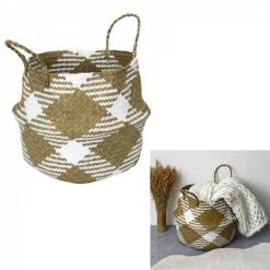 JARDIRICODECO Panier De Rangement Blanc Et Naturel