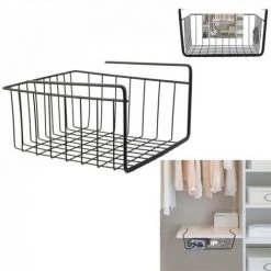 JARDIRICODECO Panier Suspendu Metal Filaire Noir 26x14x26cm