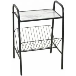 DéCOSHOP26 Table D'appoint / Porte-revues En Acier Noir - Noir -Petit rangement Soldes Magasin 53962914 2
