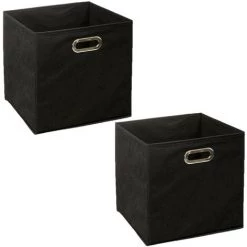 ATMOSPHERA Lot De 2 Boîtes De Rangement Pliable - Longueur/Largeur/Hauteur 31 Cm - Noir