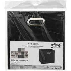 ATMOSPHERA Lot De 2 Boîtes De Rangement Pliable - Longueur/Largeur/Hauteur 31 Cm - Noir -Petit rangement Soldes Magasin 54301165 4