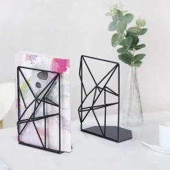 Serre-Livres Lot De 2 En Fer Pour Bureau, Bibliothèque Ou Maison, Noir，Starlight -Petit rangement Soldes Magasin 54496311 5