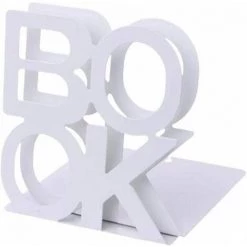 Serre-livres En Métal Robuste En Forme De L Antidérapant Pour étagères, 1 Paire Pour Le Bureau (blanc)，Starlight