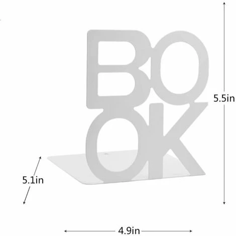 Serre-livres En Métal Robuste En Forme De L Antidérapant Pour étagères, 1 Paire Pour Le Bureau (blanc),Starlight 5 Serre-livres En Métal Robuste En Forme De L Antidérapant Pour étagères, 1 Paire Pour Le Bureau (blanc),Starlight – Image 3