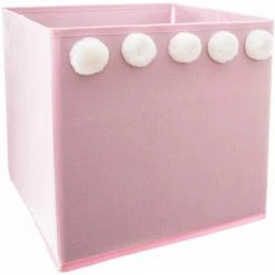 WELLHOME Ensemble De 3 Boîtes De Stockage Enfant Avec Pompons Roses - 29 X 29 X 29 Cm - 0 -Petit rangement Soldes Magasin 54538171 3